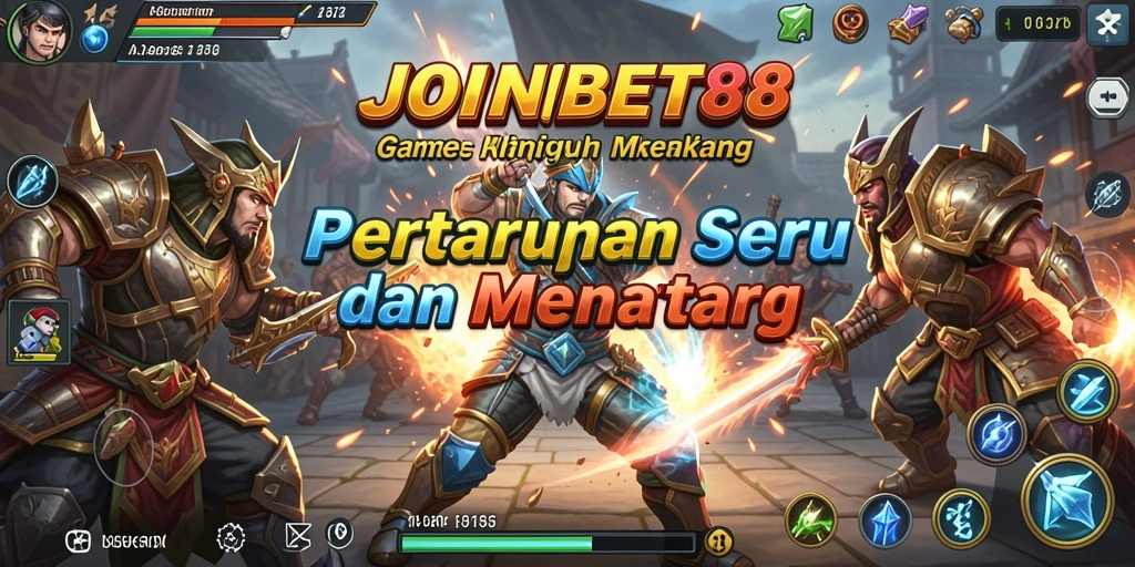 Tampilan duel epik di JOINBET88 dengan karakter yang beragam.