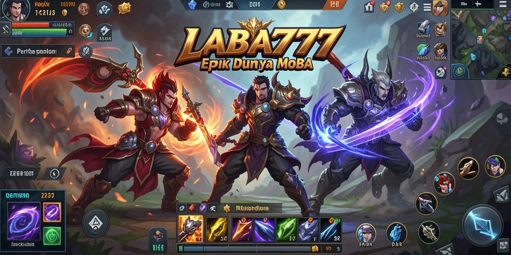 Tangkapan layar aksi intens dalam permainan LABA777 MOBA.